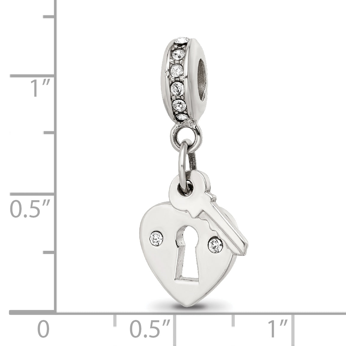 Sterling Silver Reflections Preciosa Crystal Heart Lock & Key Bead