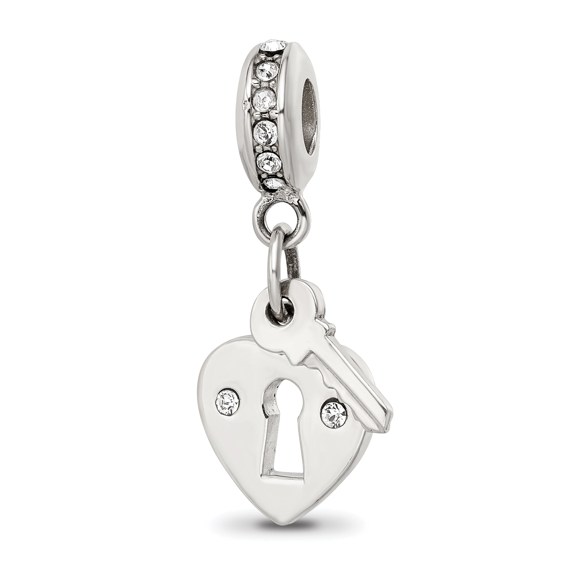 Sterling Silver Reflections Preciosa Crystal Heart Lock & Key Bead