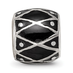 Sterling Silver Reflections Black Enamel Bead