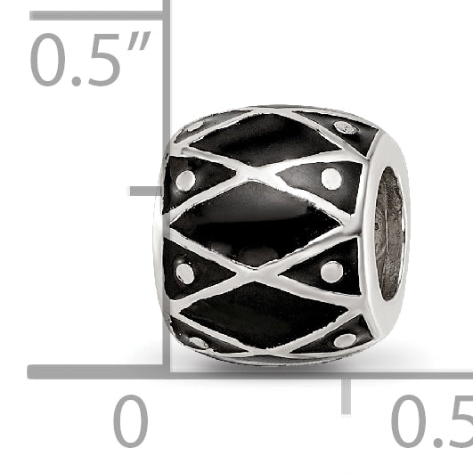 Sterling Silver Reflections Black Enamel Bead