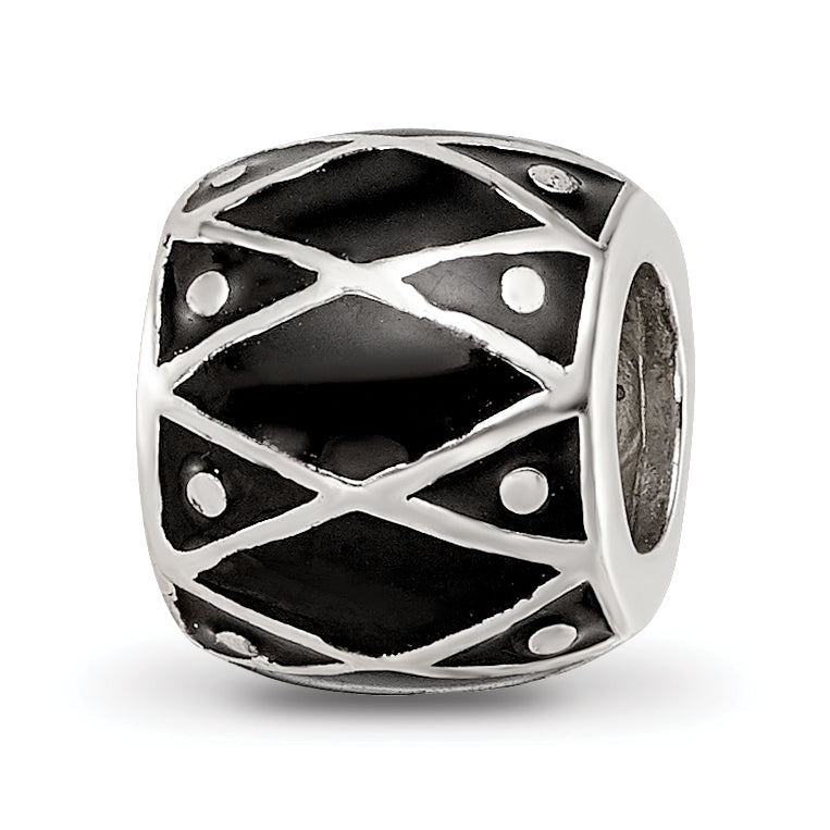 Sterling Silver Reflections Black Enamel Bead