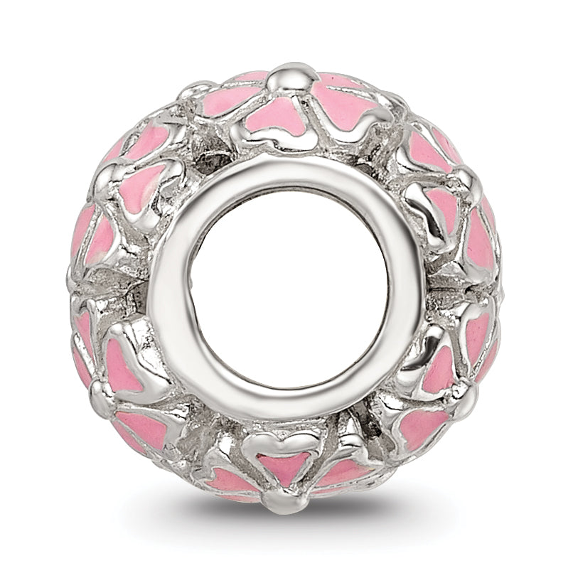 Sterling Silver Reflections Pink Enamel Floral Bead