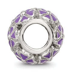 Sterling Silver Reflections Purple Enamel Floral Bead