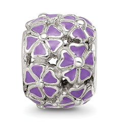 Sterling Silver Reflections Purple Enamel Floral Bead