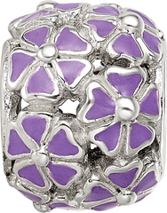 Sterling Silver Reflections Purple Enamel Floral Bead