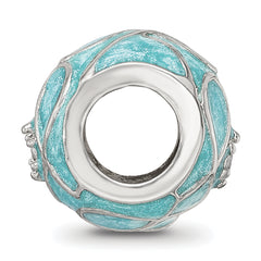 Sterling Silver Reflections Teal Enamel CZ Loop Pattern Bead