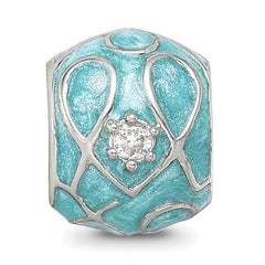 Sterling Silver Reflections Teal Enamel CZ Loop Pattern Bead