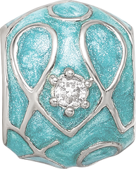 Sterling Silver Reflections Teal Enamel CZ Loop Pattern Bead