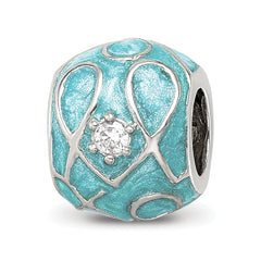 Sterling Silver Reflections Teal Enamel CZ Loop Pattern Bead