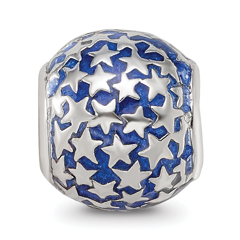 Sterling Silver Reflections Enamel Star Pattern Bead