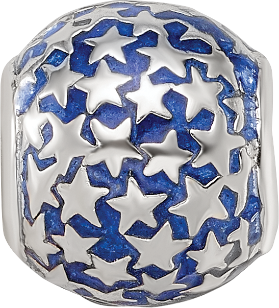 Sterling Silver Reflections Enamel Star Pattern Bead