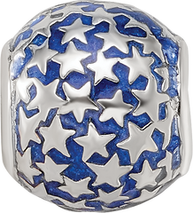 Sterling Silver Reflections Enamel Star Pattern Bead