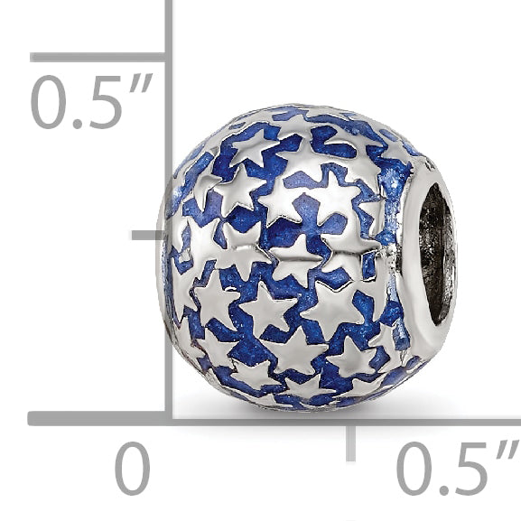 Sterling Silver Reflections Enamel Star Pattern Bead