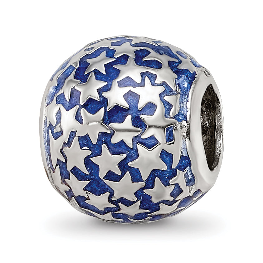 Sterling Silver Reflections Enamel Star Pattern Bead