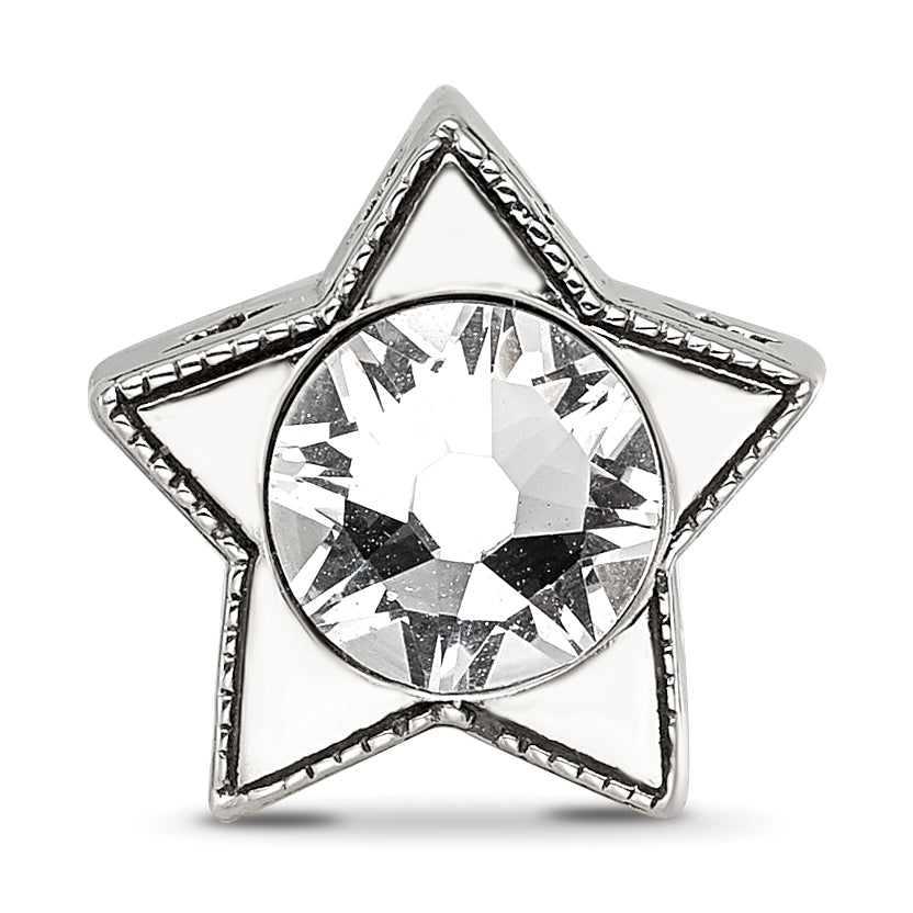 Sterling Silver Reflections Preciosa Crystal April Birthstone Star Bead