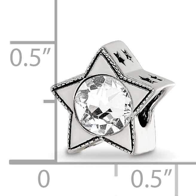 Sterling Silver Reflections Preciosa Crystal April Birthstone Star Bead