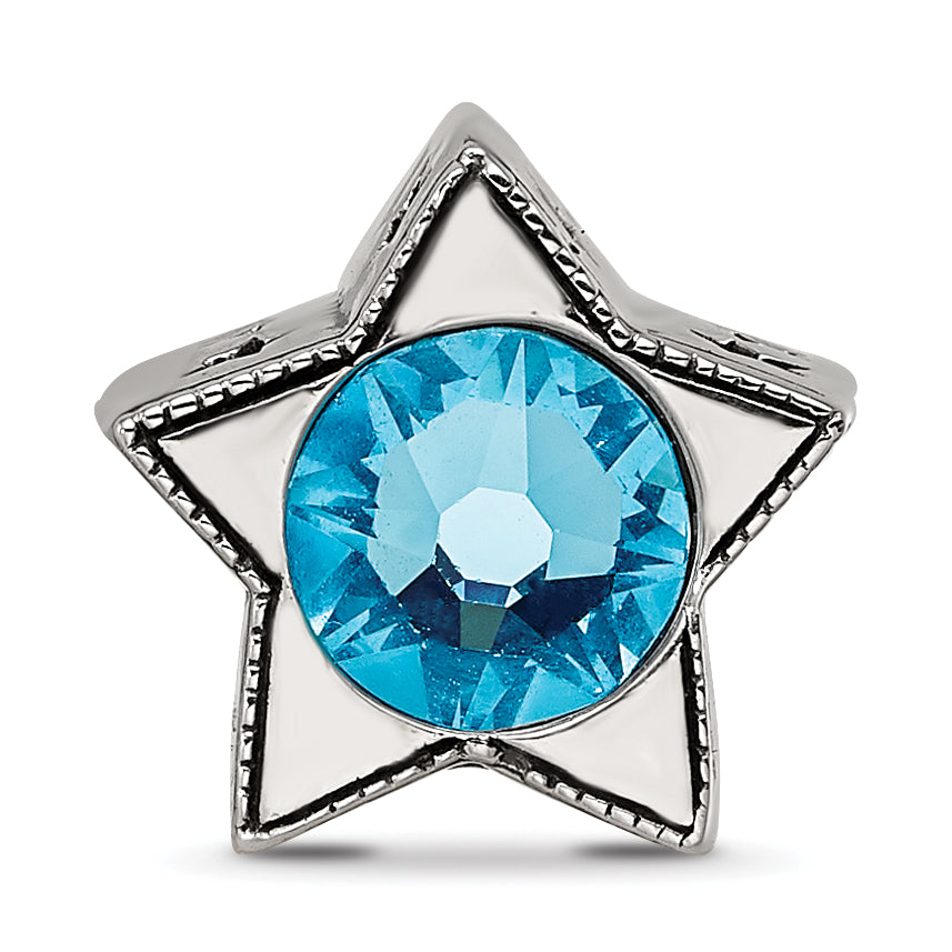 Sterling Silver Reflections Preciosa Crystal March Birthstone Star Bead