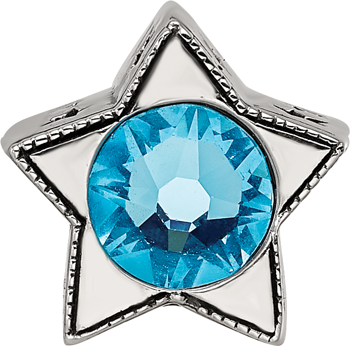 Sterling Silver Reflections Preciosa Crystal March Birthstone Star Bead