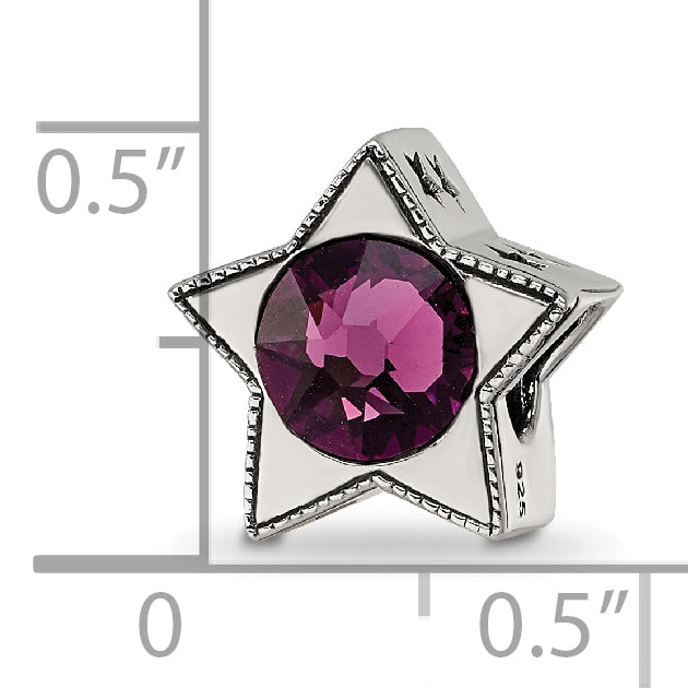 Sterling Silver Reflections Preciosa Crystal Febuary Birthstone Star Bead