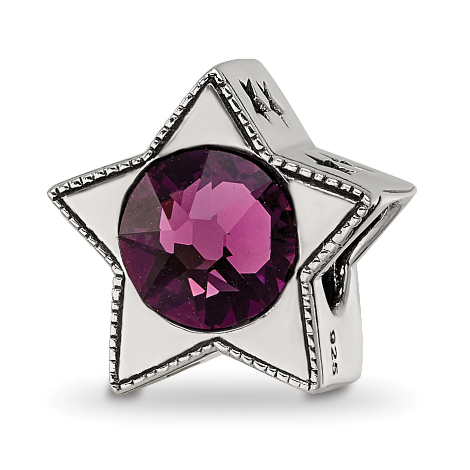 Sterling Silver Reflections Preciosa Crystal Febuary Birthstone Star Bead