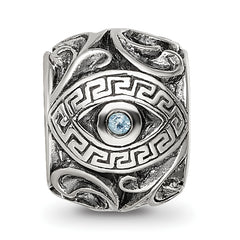 Sterling Silver Reflections CZ Aztec Eye & Pattern Round Bead