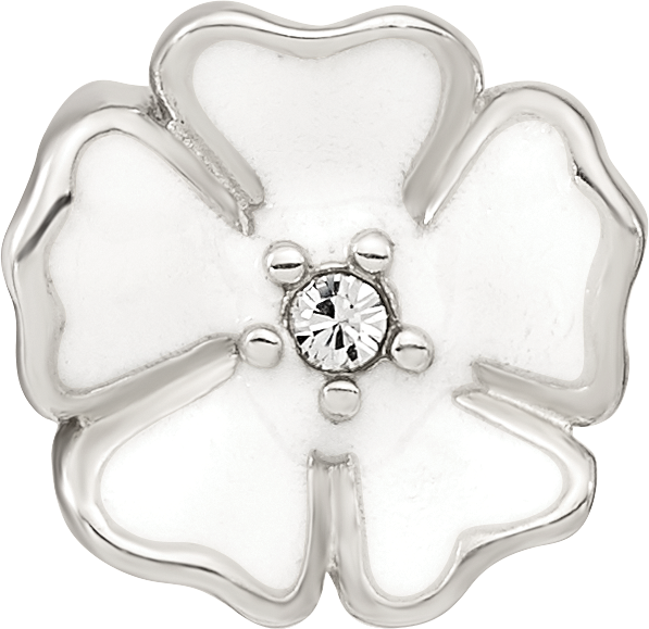 Sterling Silver Reflections White Enamel CZ Flower Bead