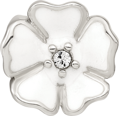 Sterling Silver Reflections White Enamel CZ Flower Bead