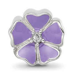 Sterling Silver Reflections Purple Enamel CZ Flower Bead