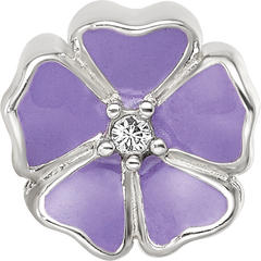 Sterling Silver Reflections Purple Enamel CZ Flower Bead