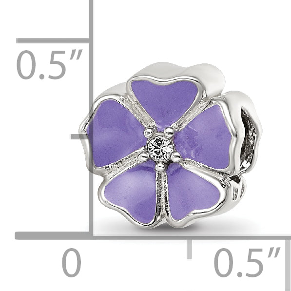 Sterling Silver Reflections Purple Enamel CZ Flower Bead