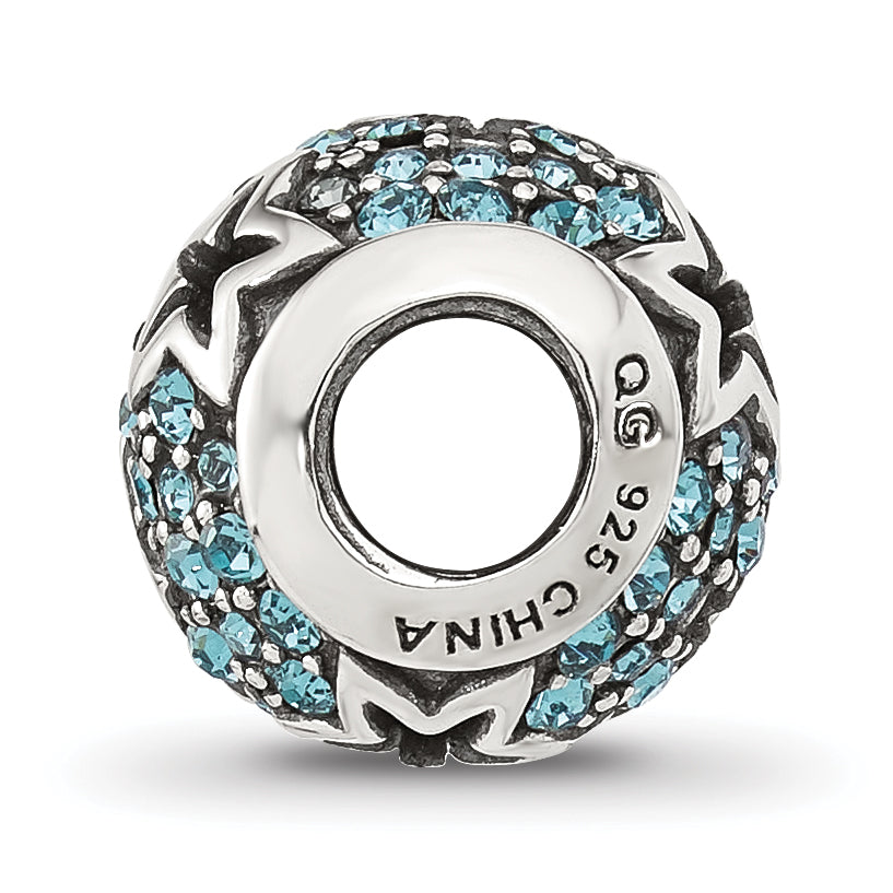 Sterling Silver Reflections Blue CZ Stars Round Bead