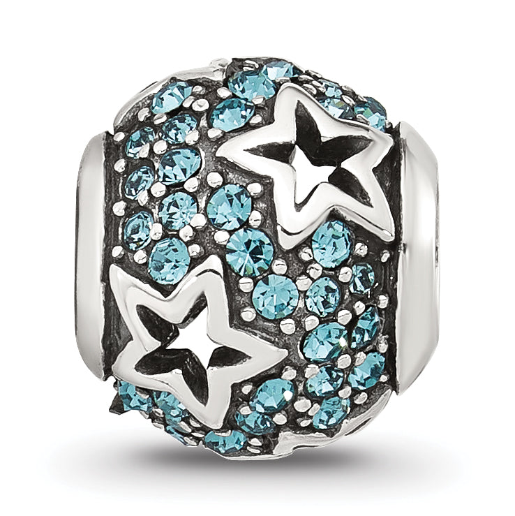 Sterling Silver Reflections Blue CZ Stars Round Bead