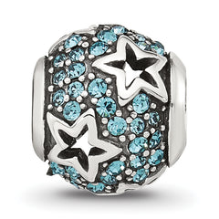 Sterling Silver Reflections Blue CZ Stars Round Bead