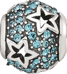 Sterling Silver Reflections Blue CZ Stars Round Bead