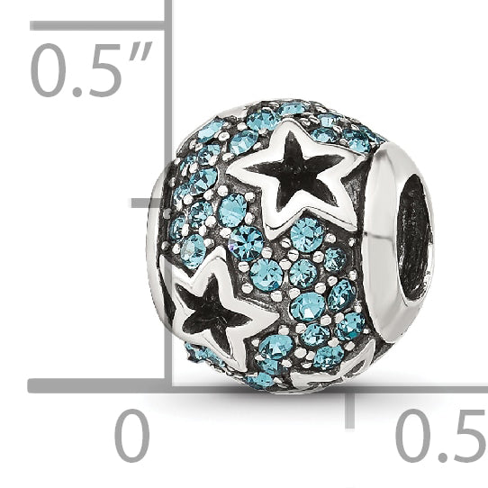 Sterling Silver Reflections Blue CZ Stars Round Bead