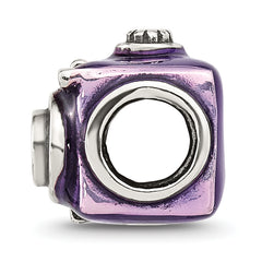 Sterling Silver Reflections Purple Enamel Camera Bead