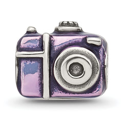 Sterling Silver Reflections Purple Enamel Camera Bead