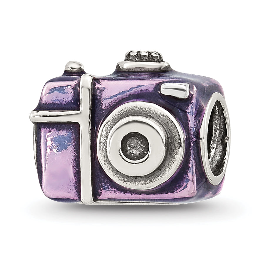 Sterling Silver Reflections Purple Enamel Camera Bead