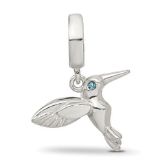 Sterling Silver Reflections Blue CZ Hummingbird Dangle Bead