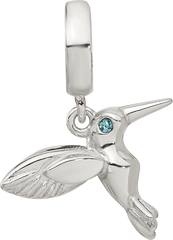 Sterling Silver Reflections Blue CZ Hummingbird Dangle Bead