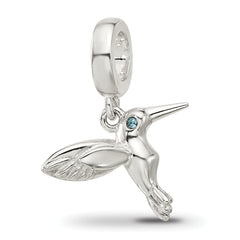 Sterling Silver Reflections Blue CZ Hummingbird Dangle Bead