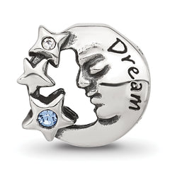 Sterling Silver Reflections Blue CZ Dream Man In Moon Bead