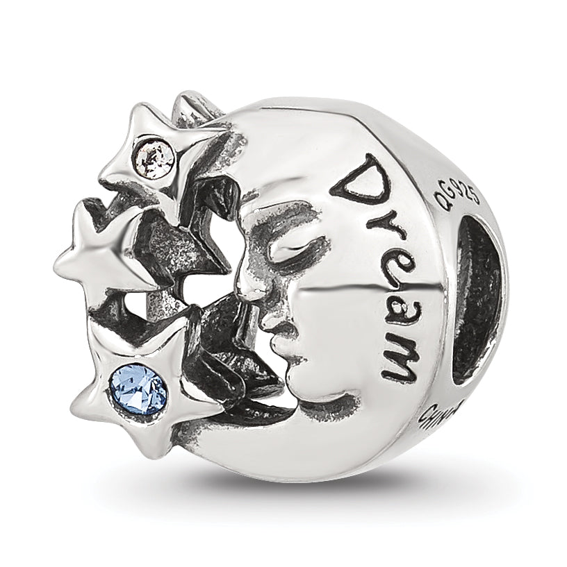 Sterling Silver Reflections Blue CZ Dream Man In Moon Bead