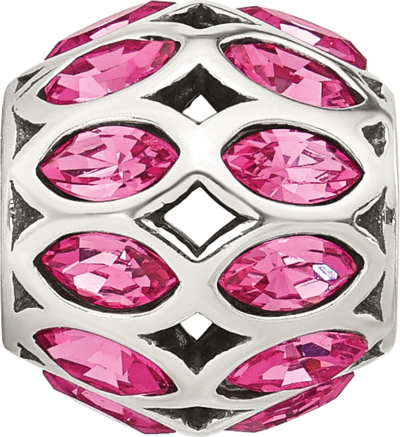 Sterling Silver Reflections Red CZ Round Bead