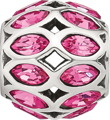 Sterling Silver Reflections Red CZ Round Bead