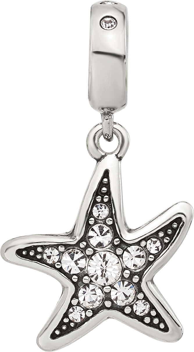 Sterling Silver Reflections Clear CZ Starfish Dangle Bead