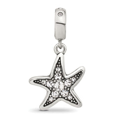 Sterling Silver Reflections Clear CZ Starfish Dangle Bead