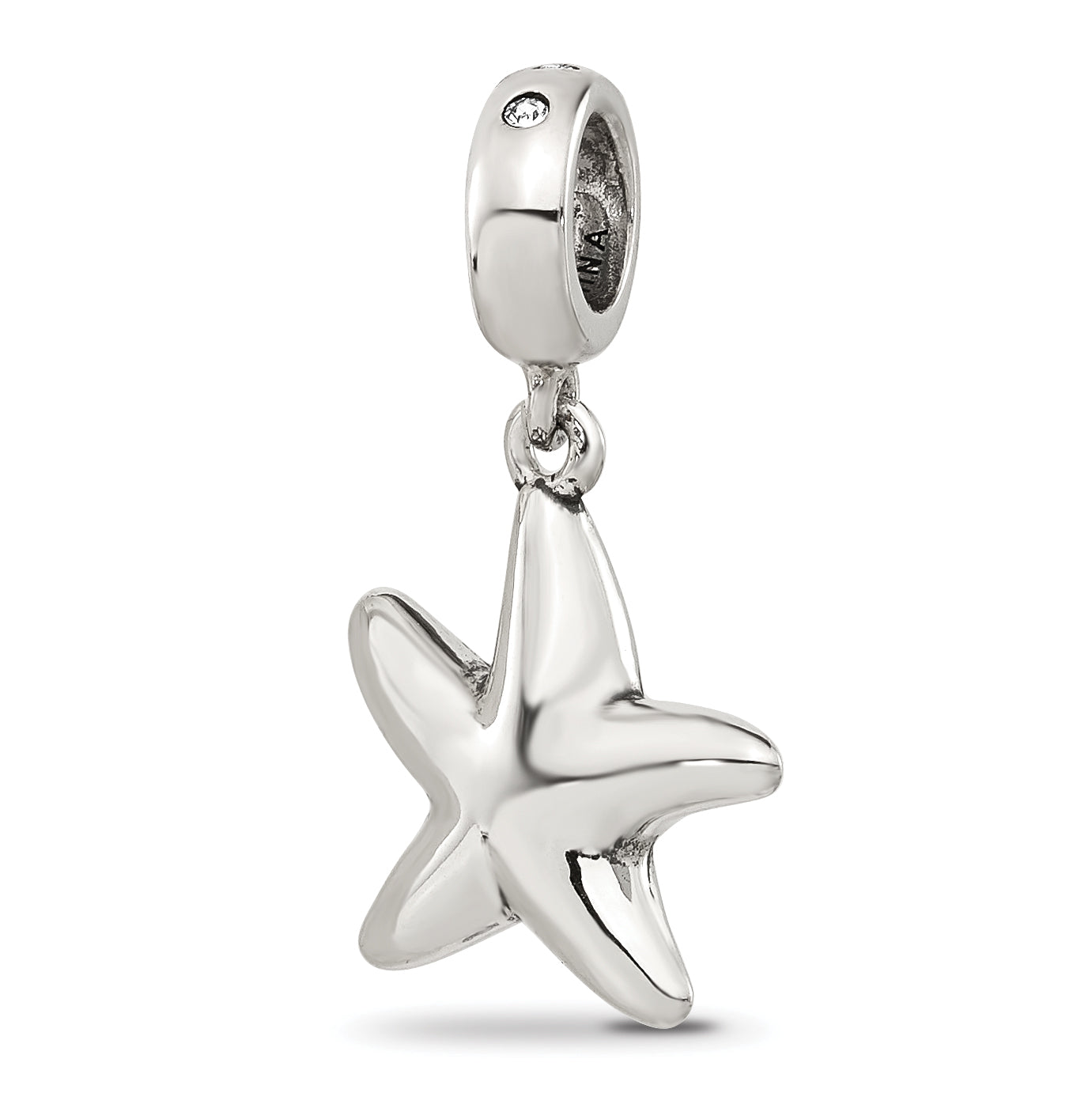 Sterling Silver Reflections Clear CZ Starfish Dangle Bead