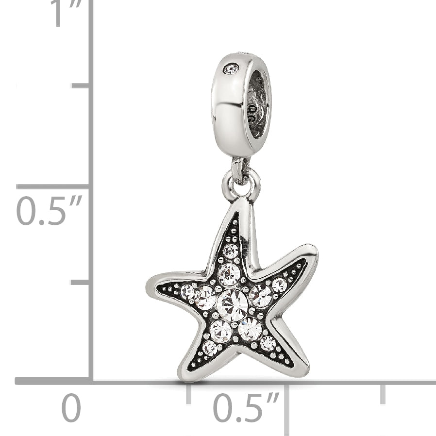 Sterling Silver Reflections Clear CZ Starfish Dangle Bead