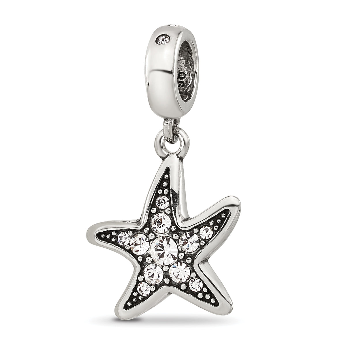 Sterling Silver Reflections Clear CZ Starfish Dangle Bead